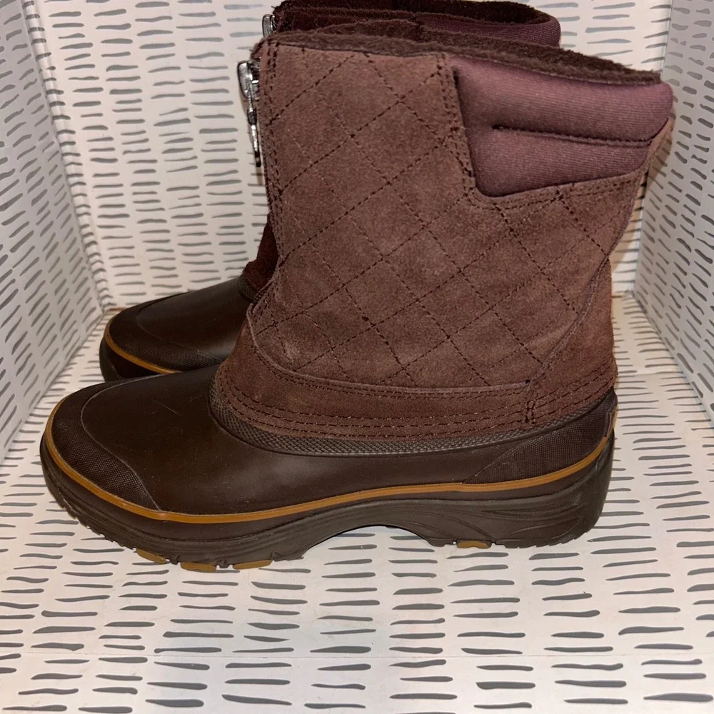 Bass Cordova Women Brown Quilted Suede Waterproof‎ Winter Duck Boots Size 7